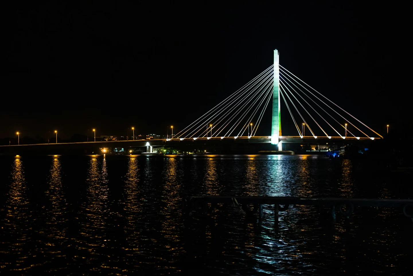 Lekki-Ikoyi Link Bridge at night in Lagos, Nigeria